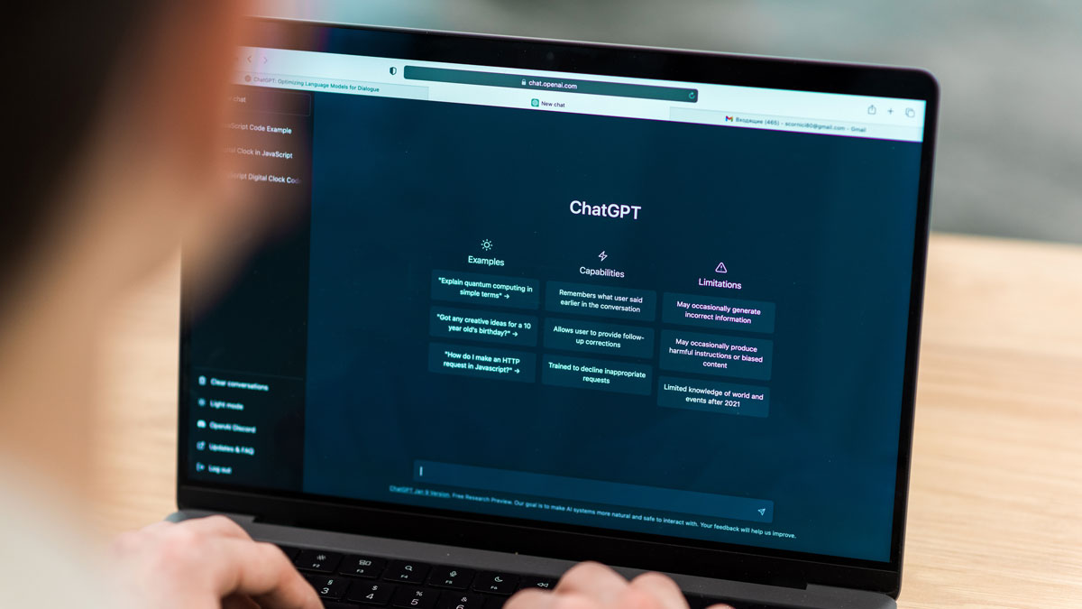 ai chat on laptop at work