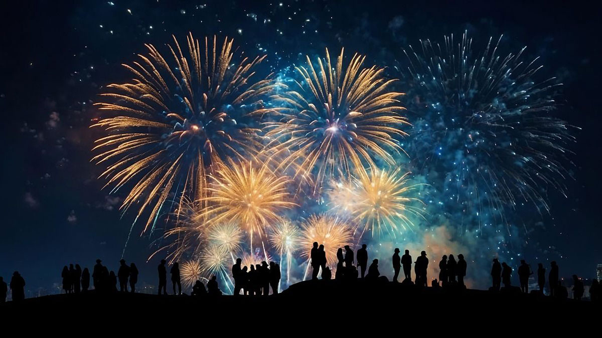 fireworks celebrating new year