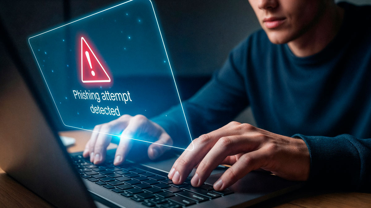 phishing attempt detecting on laptop