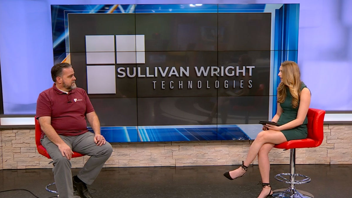 Chris Wright discussing text scams on KATV news segment
