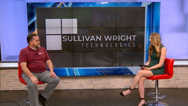 Chris Wright discussing text scams on KATV news segment